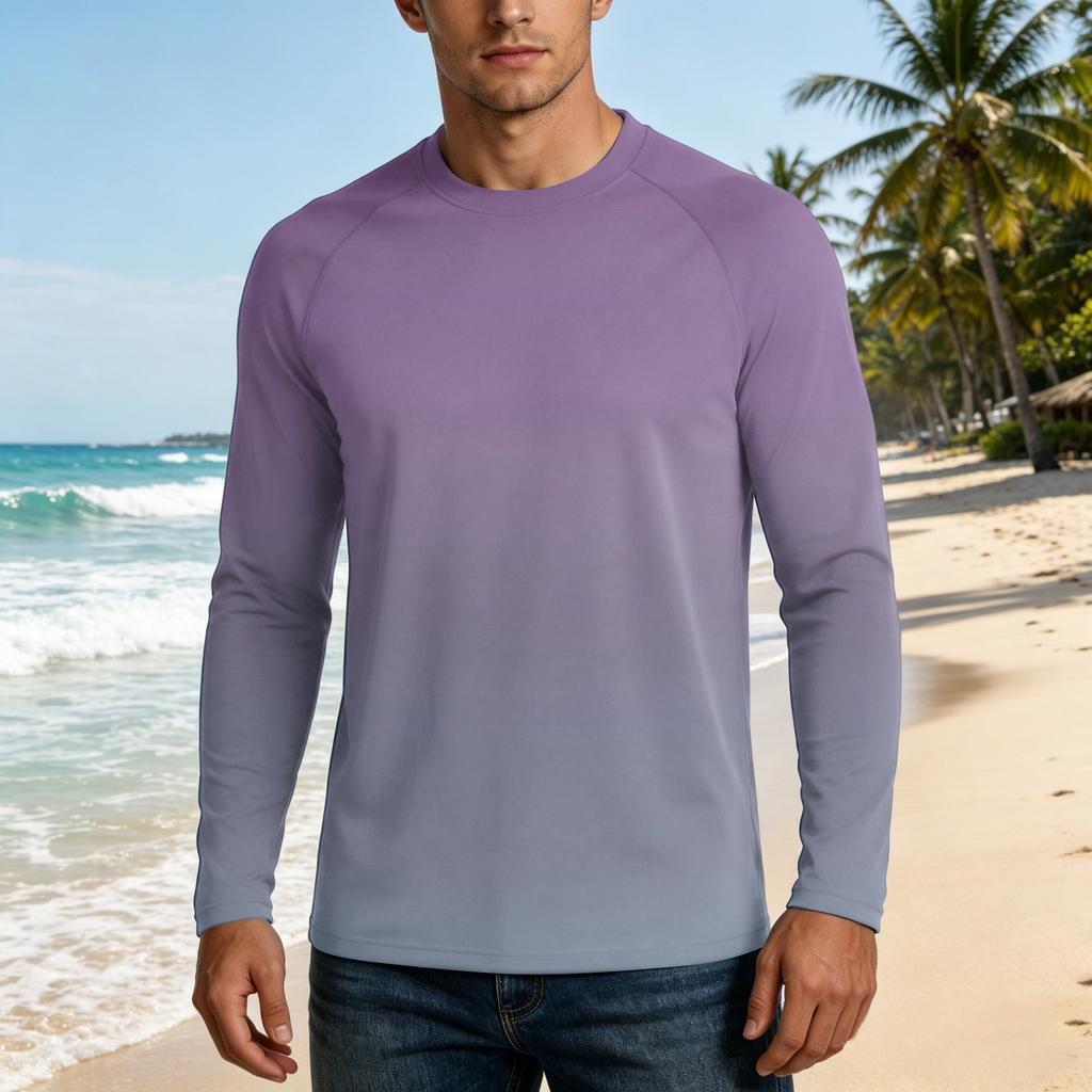 Herren UPF50+ Sonnenschutzshirt Langarm Leichtes Stretchgewebe Outdoor UV-beständiges Oberteil für Sport und tägliches Tragen