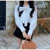 French Style Bow White Shirt Women's Long Sleeve Spring New Style Layered and Sweet Chic Base Shirt