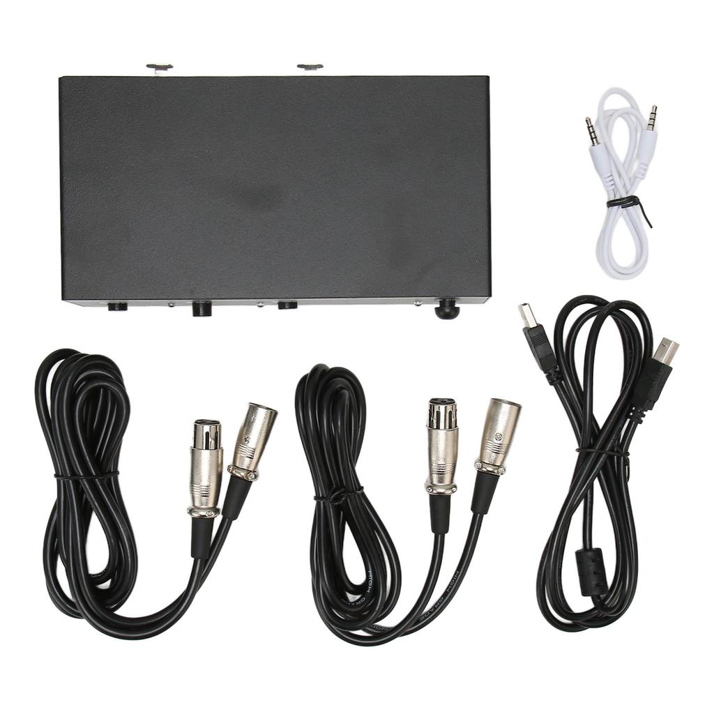 48 V Phantom Power Supply Professional Iron Shell Phantom Power with XLR Cable for Music Recording Equipment