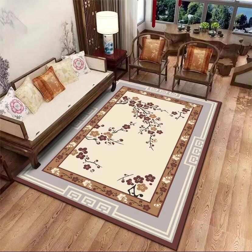 Floral Bird Print Carpet Chinese Style Living Room Decor Mat Non-slip Absorbent Home Decor Rug Multi-size Balcony Bedroom Rugs