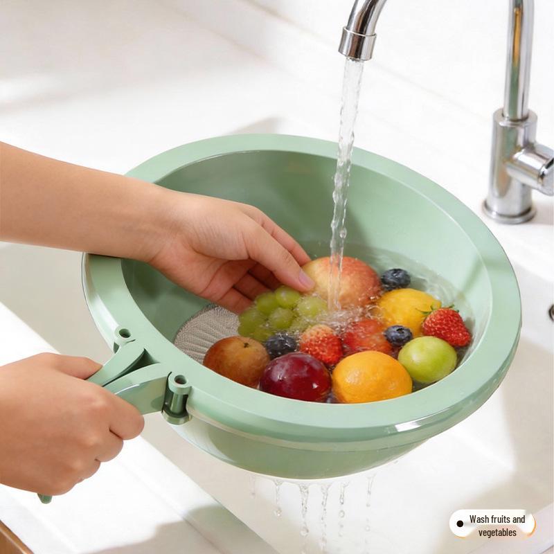 Double-Layer Vegetable Washing Basin & Draining Basket - Food Grade, Multi-purpose for Kitchen Use