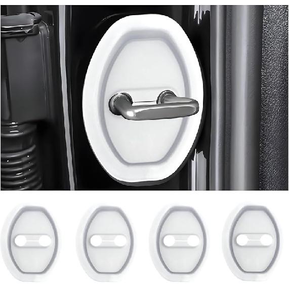4PCS Door Latch Lock Cover,Silicone Door Latch Guard Car Decorations&Protects Door Latches,Universal Self-Adhesive Door Lock Latch Protector Car