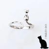 Fashion Simplicity Adjustable Silver Color Cute Cat Rings For Women  Daily Wear and Parties Female Jewelry Gift For Cat Lovers