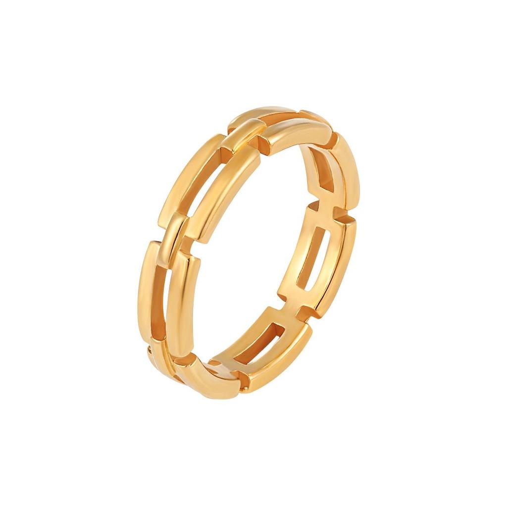 Cross-Border Geometric Chain Rectangle Ring: Minimalist Titanium Steel Jewelry