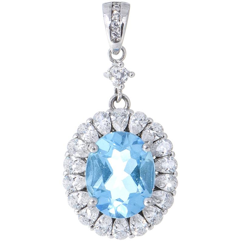 Healing Stones Natural Crystal Beautiful Polished Blue Topaz Garnet Peridot Pendant 925 Sterling Silver Jewelry Charms