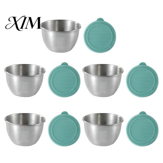 Small Metal Food Storage for Baby Stainless Steel Sauce Cup with Silicone Lid, Reusable Leakproof Dip Cups Bento Box Condiment Container, Dipping Bowl