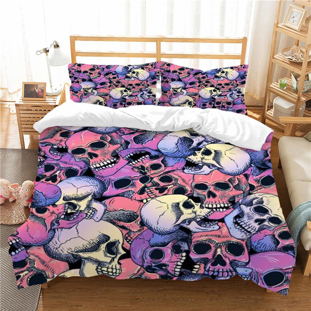 3D Skull Printing Duvet Cover Set Cartoon Bedding Set Highend Pillowcase Children Bedding Suit Single Size Double Size Bed Cover