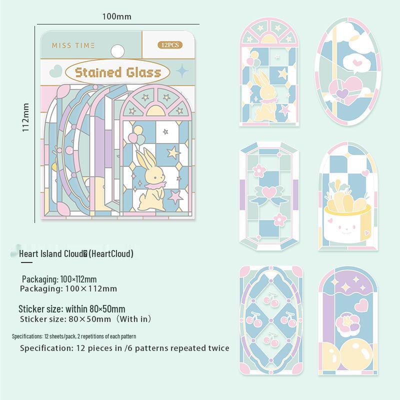 

Shiguang Stained Glass PET Sticker Pack: Window Theme for Journals & DIY Decor, 6 Styles