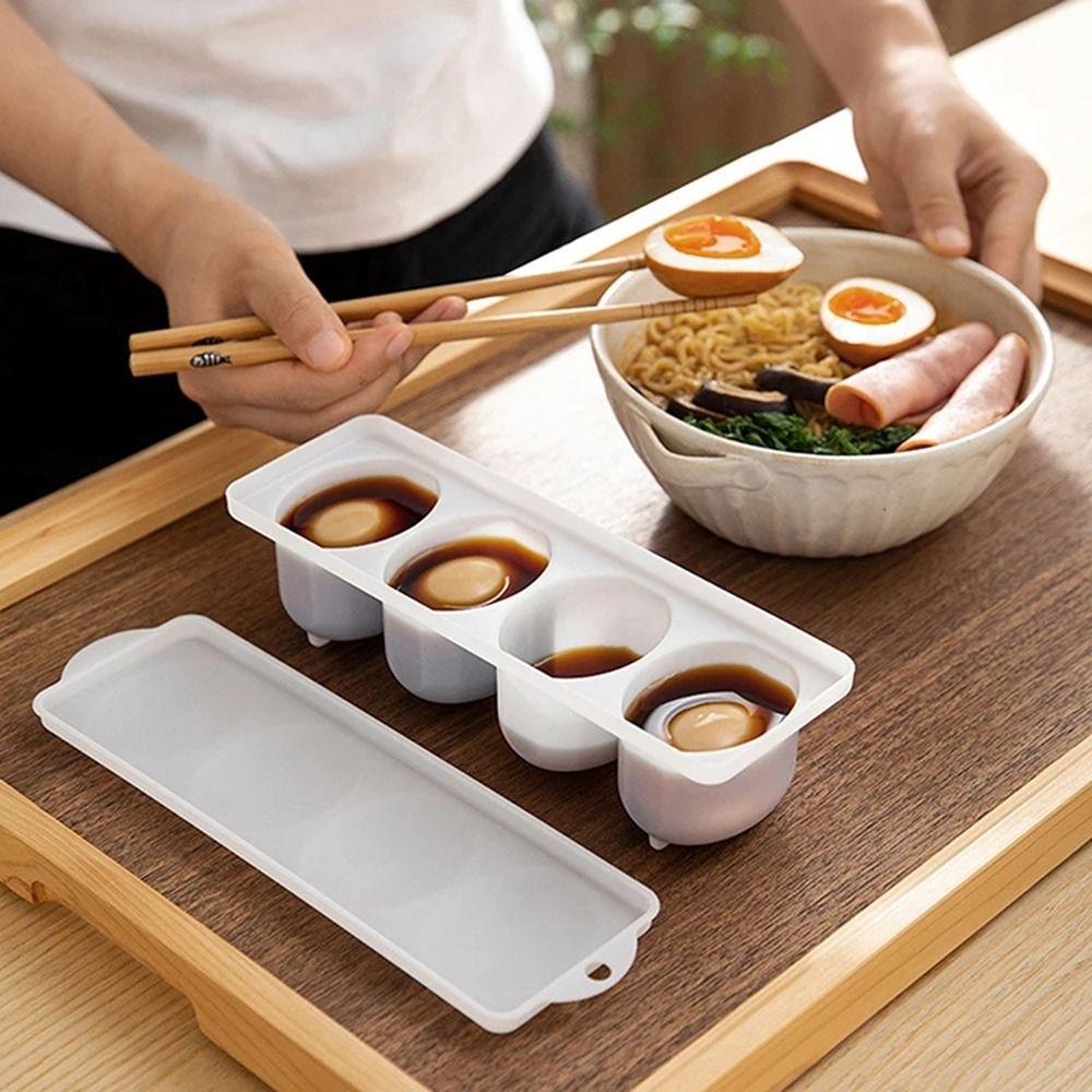Plastic Boiled Egg Making Box 4 Grids Boiled Egg Container Braised Egg Box Fridge Storage