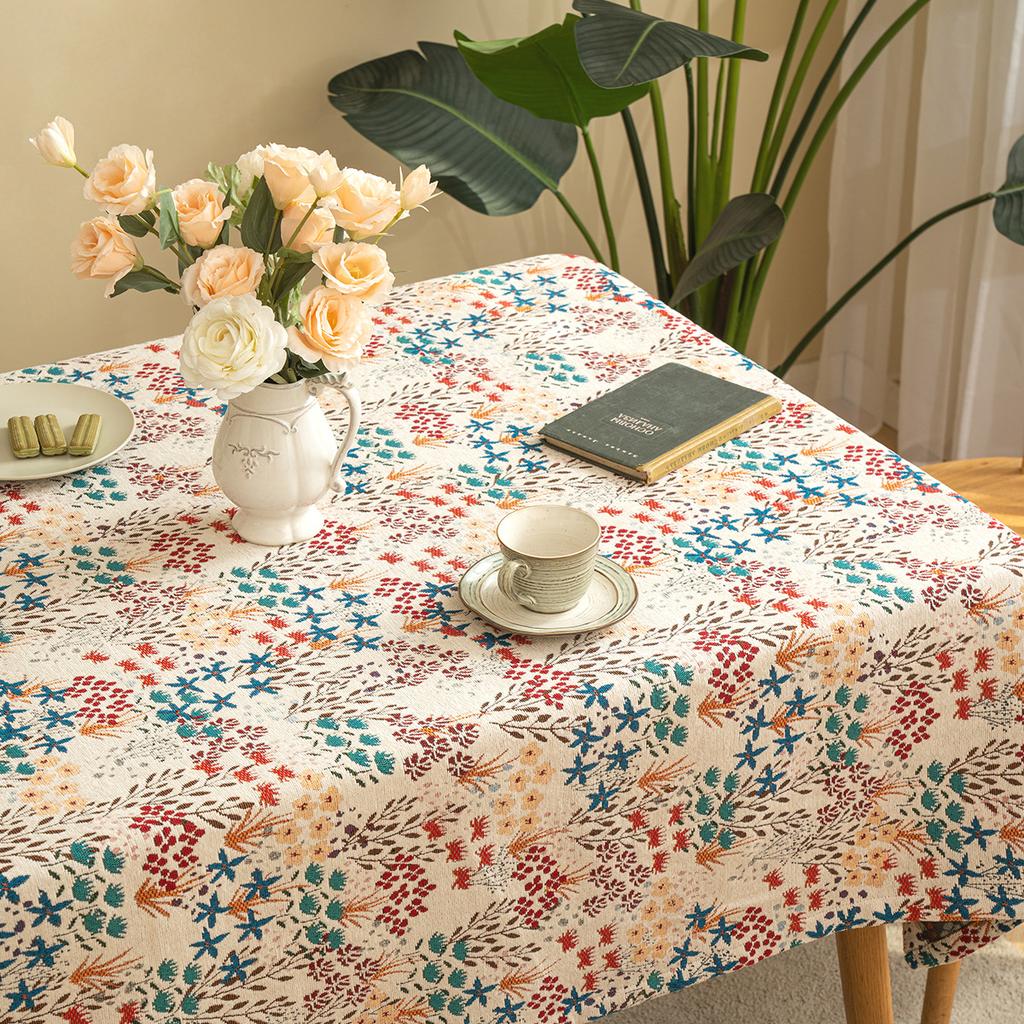 Charming French Country Floral & Bird Tablecloth - Light Green, Stain-Resistant, Wipeable for Kitchen, Dining Room, Parties, Holidays