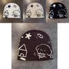 Childrens Knit Hat With Cartoon Dog Expression Knit Warm Headwear For Cold Seasons