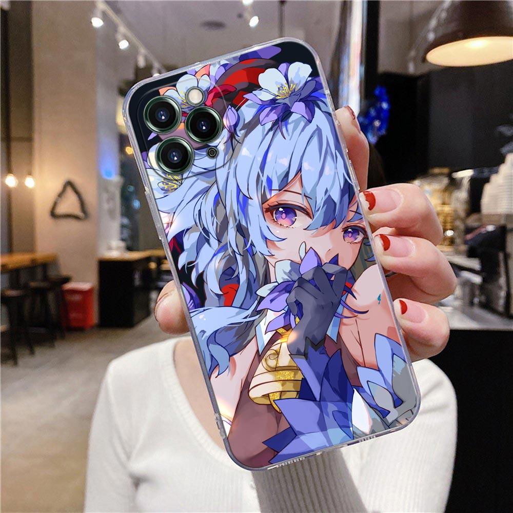 Průhledný kryt na telefon pro Apple iPhone 12 11 13 Pro Max mini XS X XR 7 8 6 Plus SE pouzdra kryt anime Genshin Impact květina hra