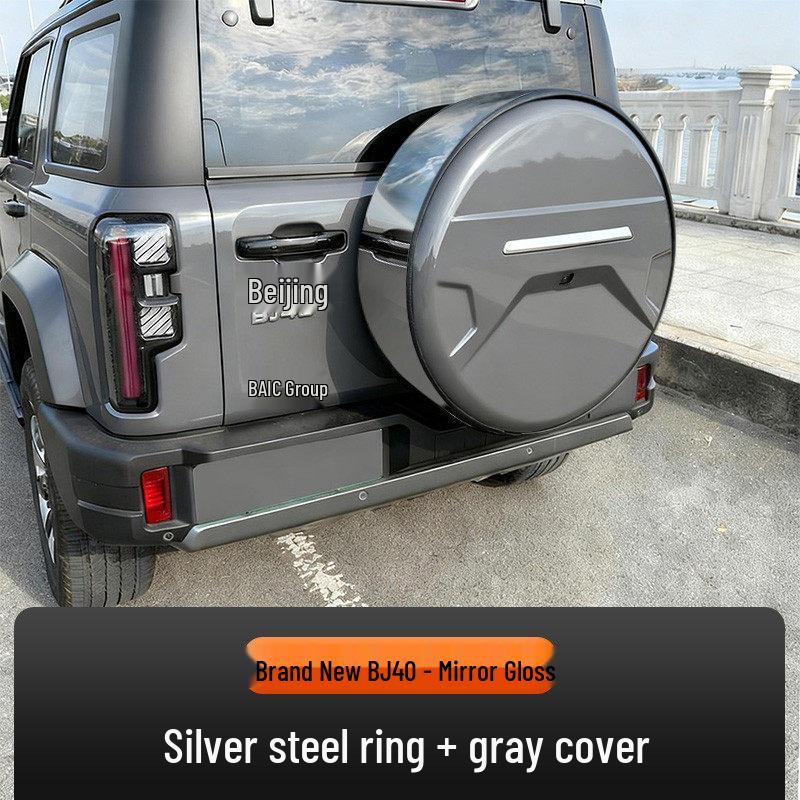 Stainless Steel Rear Spare Tire Cover for Beijing BJ40E (13-26 Models) - Extended Range Version