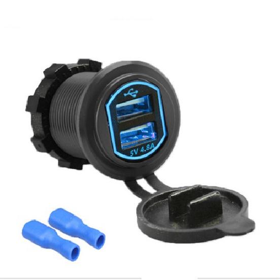 Dual Car USB Quick Charger LED 2.4A*2 Boat Truck Interior Charging Accessories