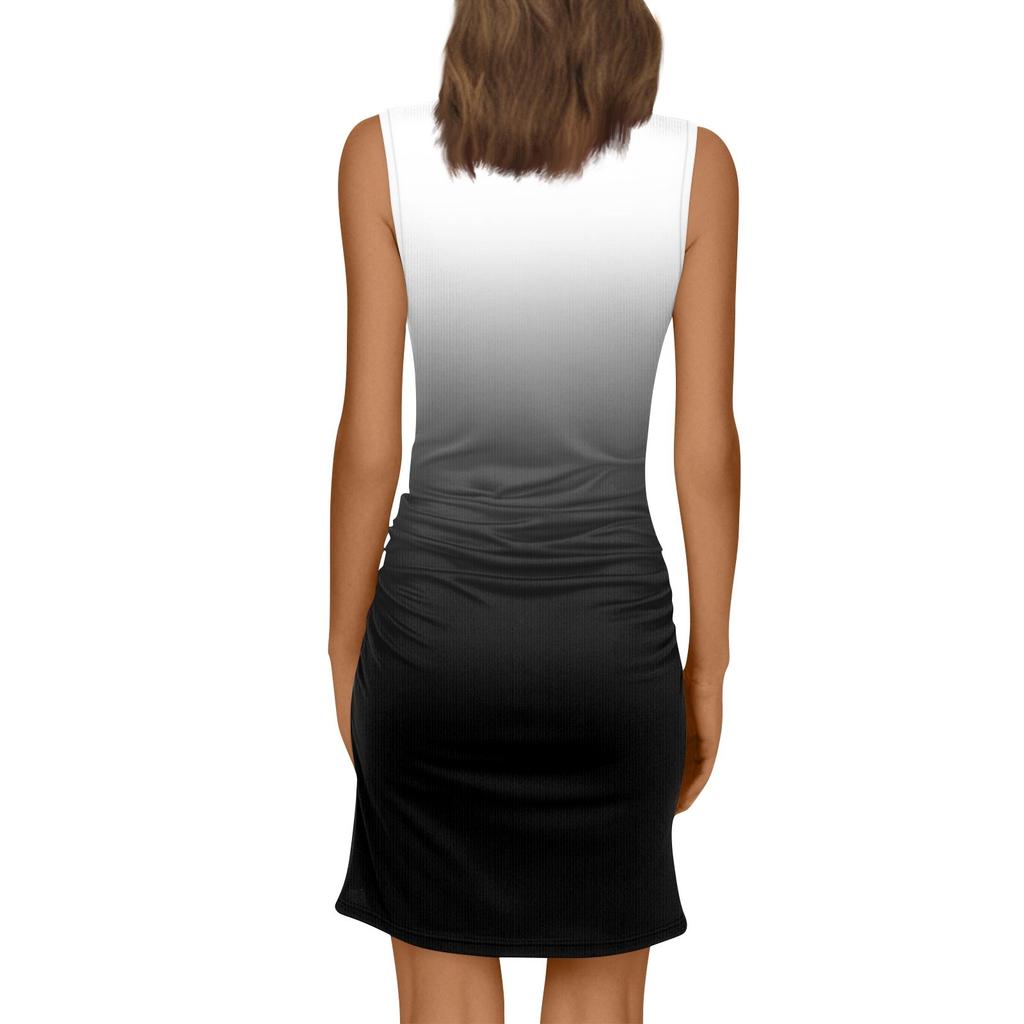 Women's Fashion Casual Printed Slim Fitting Waist Hugging Sleevesless Casual Summer Dress