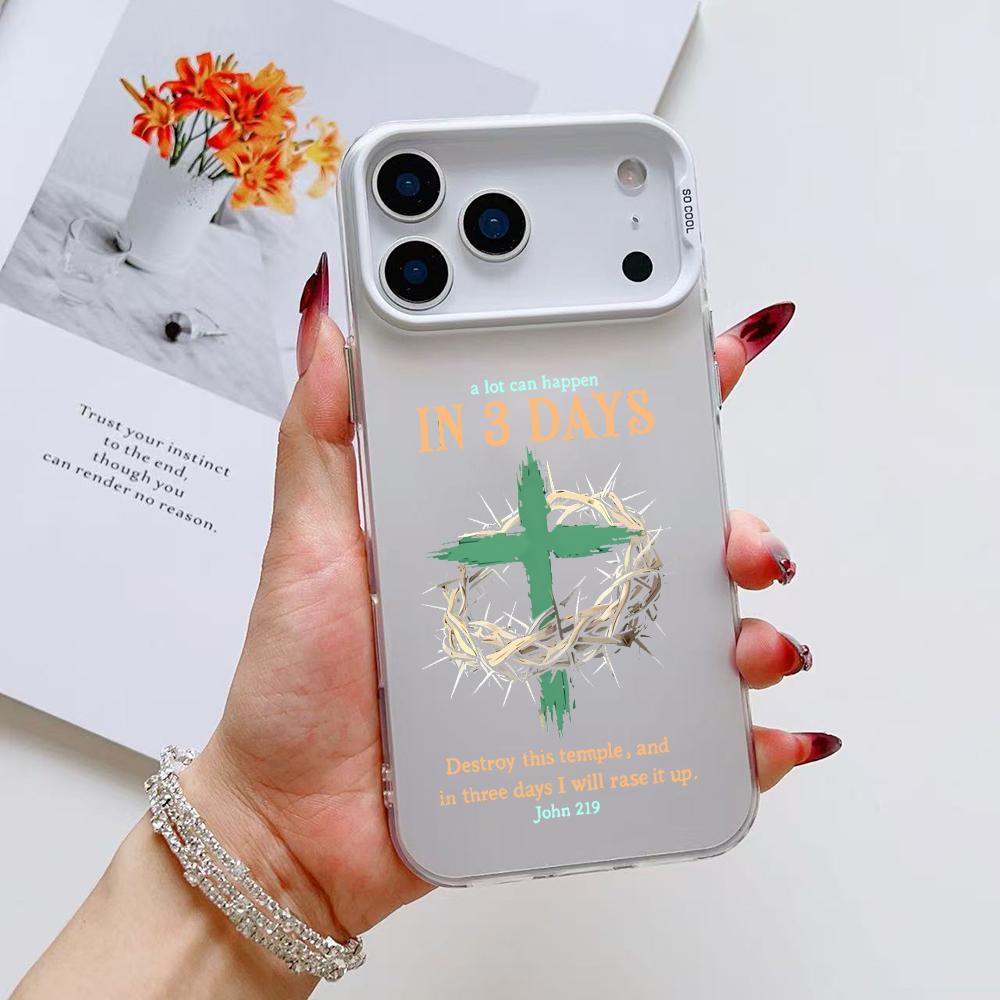 Fashion God Cross Phone Case For iPhone 17 16 15 14 13 12 11 Pro Max Air Matte Laser Aurora Shockproof Funda