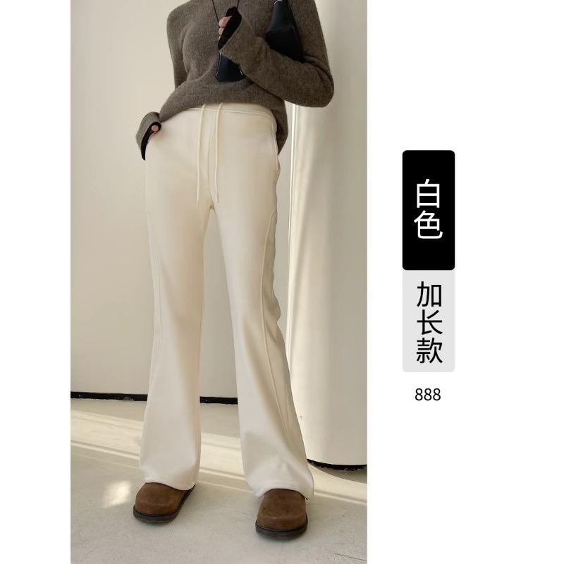 

Slight windproof pants women s winter new high-waisted and thin horseshoe pants casual tall extended flared pants XL-130-145