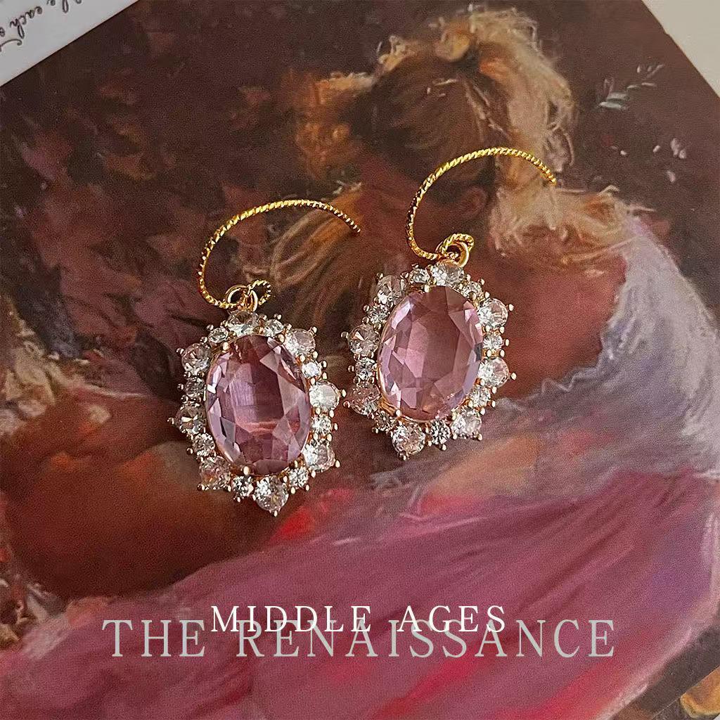 Boucles d'oreilles vintage style rétro avec design exagéré de palais occidental