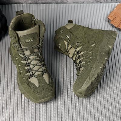 Botas de Combate Khaki Masculinas para Aventura ao Ar Livre Tamanho Grande Botas de Caminhada Cross-country para Selva Botas Desert Green