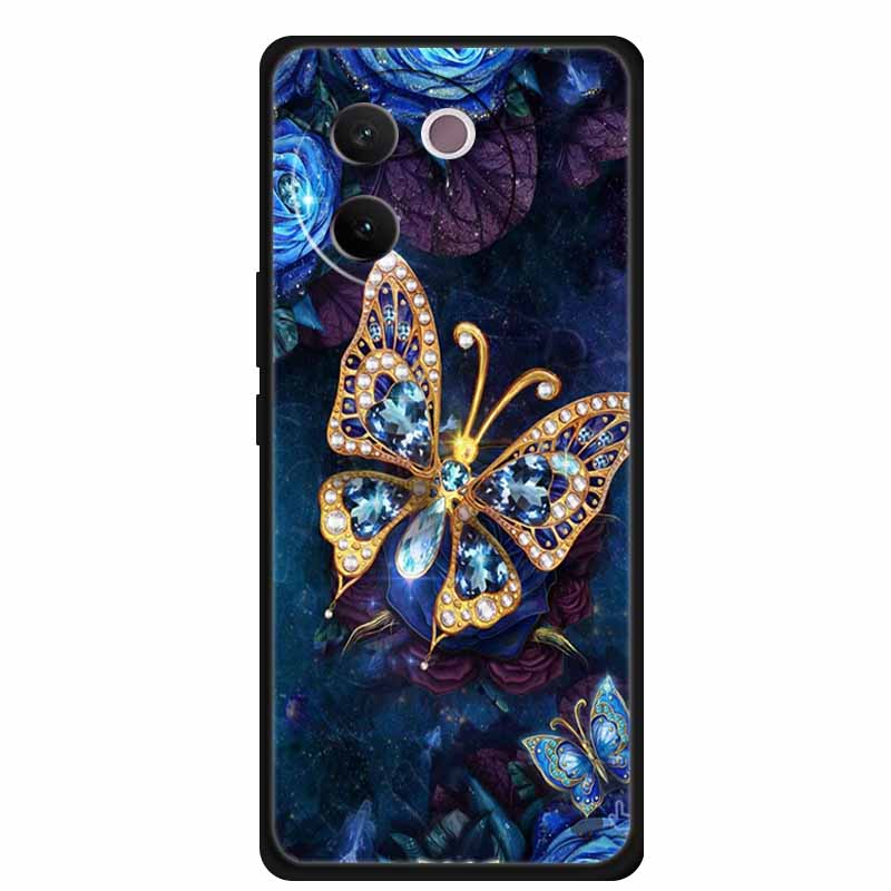 

Чехол для Vivo V30e Ретро Масляная живопись Мягкая черная силиконовая ТПУ задняя крышка для Vivo V30 E 5G Розовый Розовый Ударопрочный Funda VIVO V2339 Vivo V30e