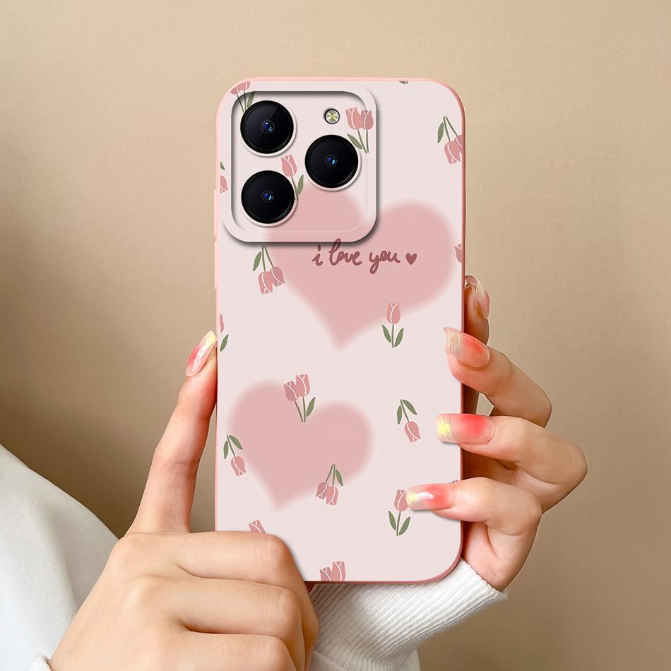 Case For Realme C61 C63 Cute Girl Phone Covers For Realme C 61 Camera Protection Liquid Silicone Anti Drop Soft Back Cover Capa