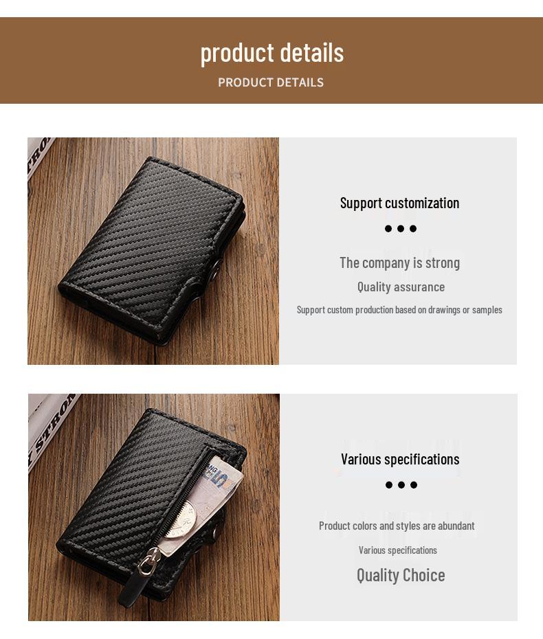 Portofel Metalic RFID Fibră de Carbon Anti-Furt Multi-Card pentru Bărbați