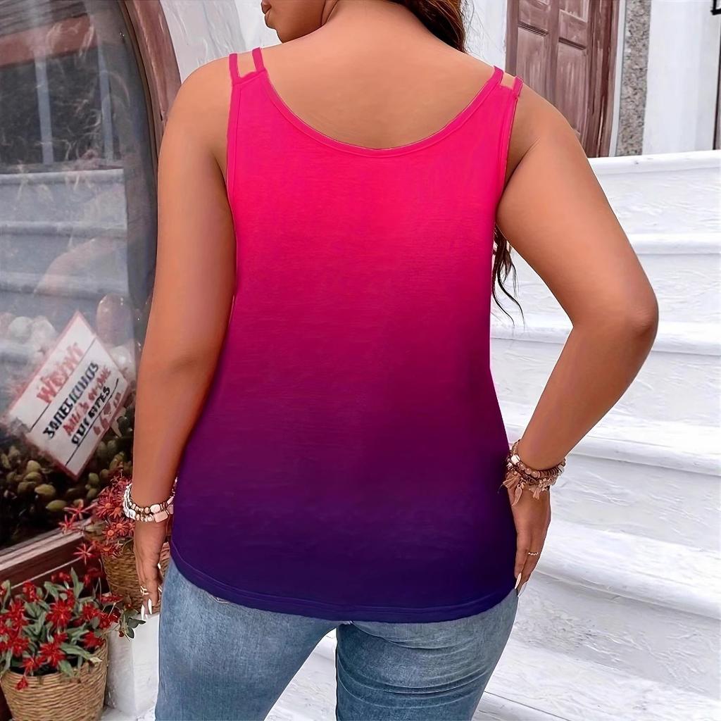 Double-shoulder Halter Vest with U-neck Gradient Sleeveless Vest
