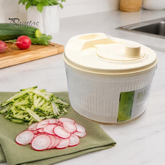 Food Grade Vegetable Strainer Salad Spinner, Manual Quick Drying Fruit Washer, Multi Functional with Large Capacity Spinner Slicing Blade Design,