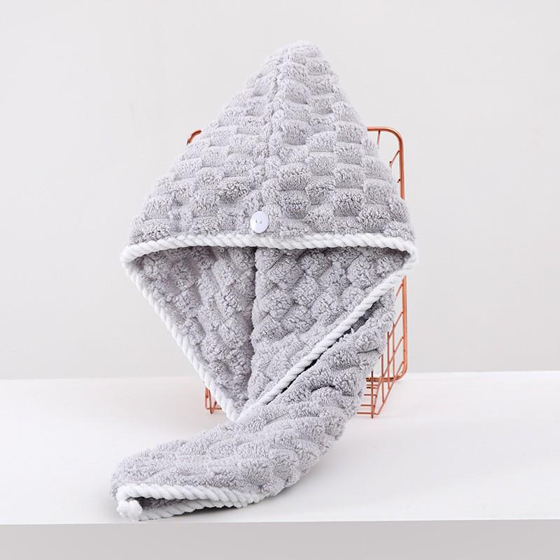 Soft Absorbent Coral Fleece Hair Towel & Cute Shower Cap Headband