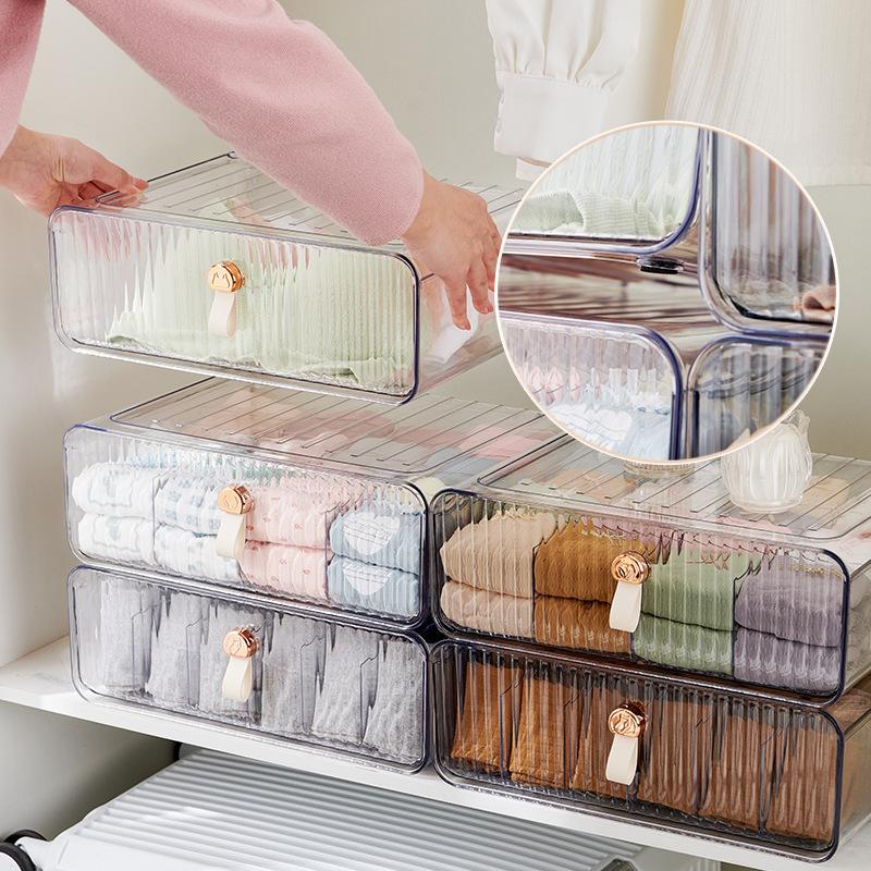 Drawer Type Underwear Storage Box Household Transparent Wardrobe Compartments for Bra Underwear Socks Organizer Home Storage