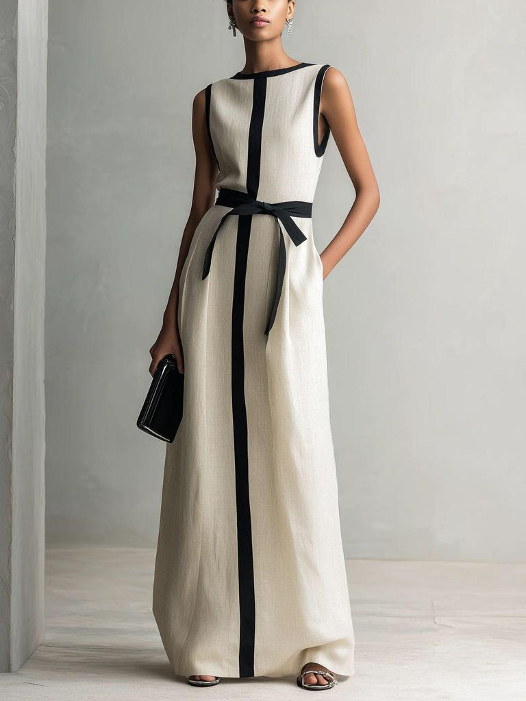 Elegant Women's White Sleeveless Long Dress - 2026 Style