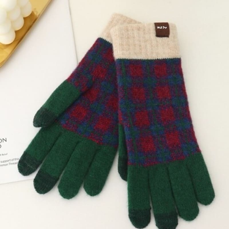 LALA Fogny Check Fleece Gloves