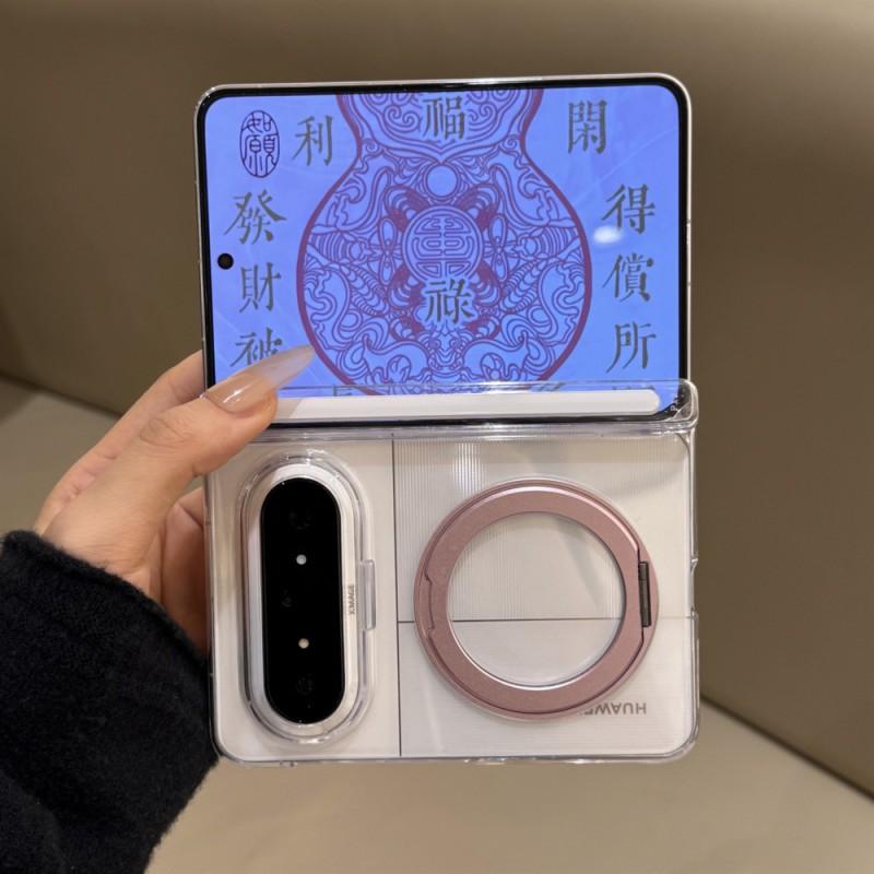 Foldable Phone Case With 360 Rotating Stand Mate X7 Find N6 Puraxmax Compatible Transparent Dual-Hinge Design