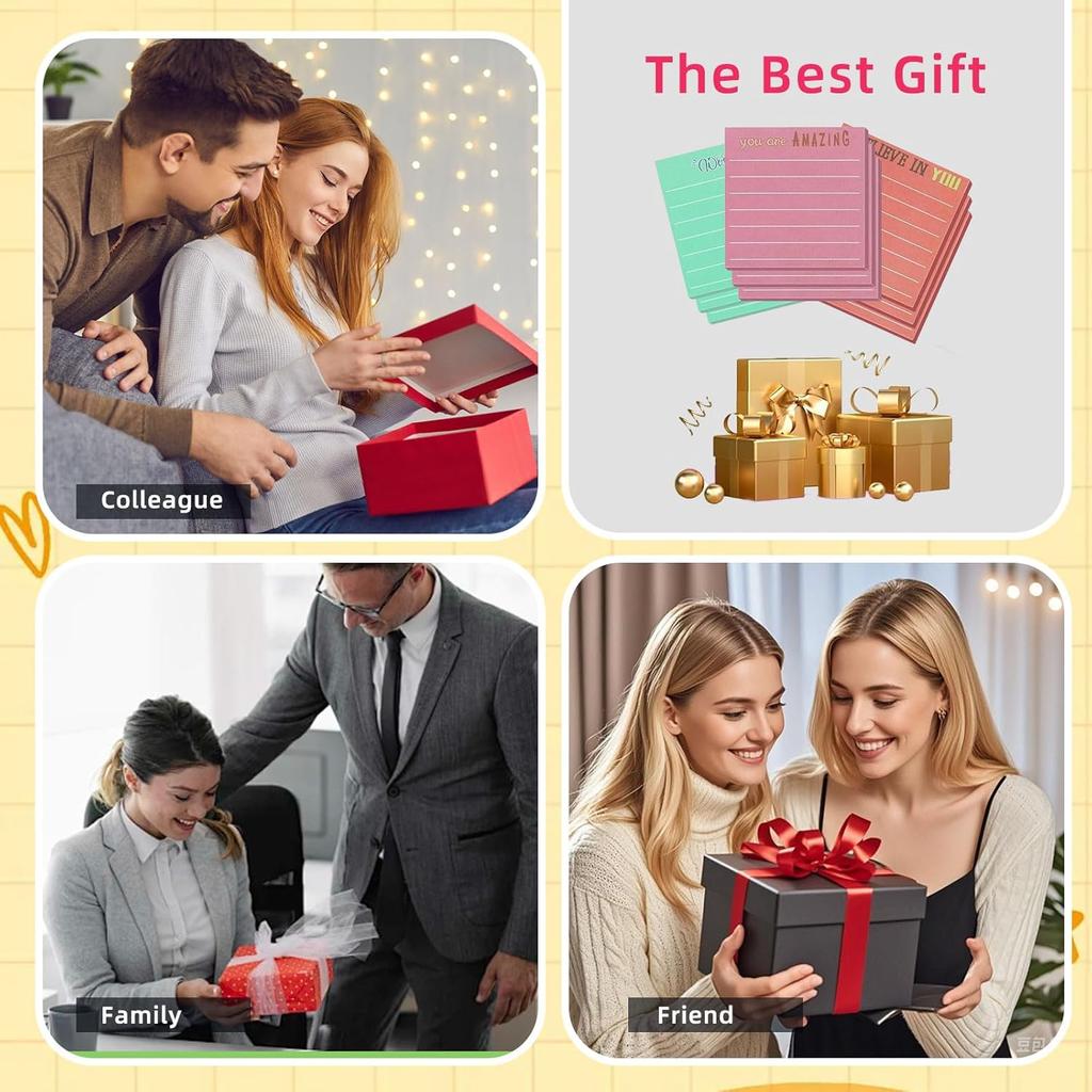 36Pcs 3 x 3 Employee Appreciation Sticky Notes pirational Sticky Notes with Lines Cute Motivational Post Notes Gifts for Coworkers Nurse Office