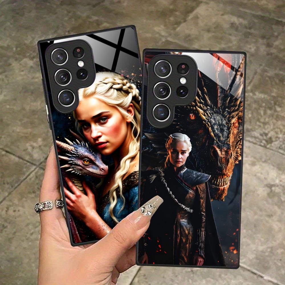 Dragon Queen Glass Mobile Phone Case for Samsung Galaxy S26 S25 S24 S23 S22 S21 S20 Note20 Plus FE Ultra Colorful Cover