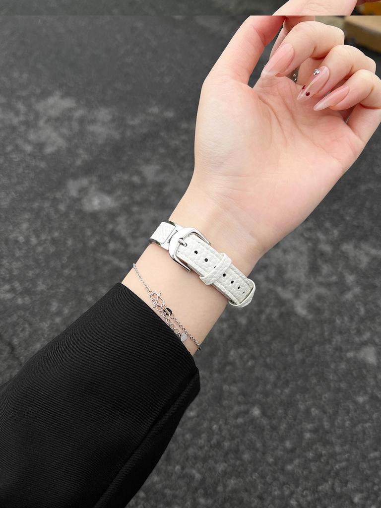 Elegant Metal & Leather Wristband for Huawei Band 11 Pro - Fits 9/8 NFC, 10th Gen, Women's High-end Style