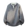 Men's Loose Casual Red Knit Henley Sweater - Autumn/Winter Trend