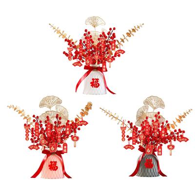 Chinese New Year Decoration Artificial Berries Branches Lucky Tree Bonsai for Tabletop Decor