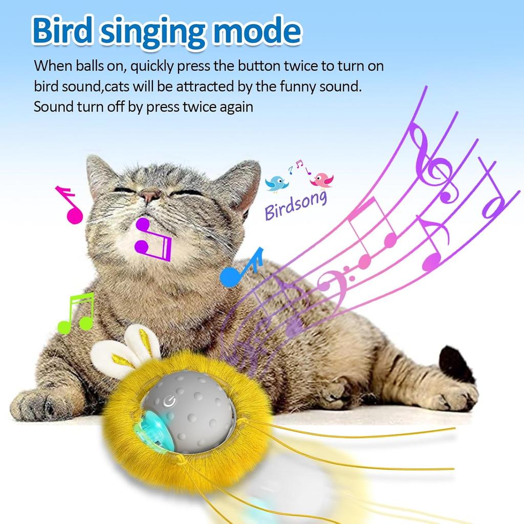 Motion Activate Interactive Cat Toys - Automatic Moving Ball Toys for Indoor Cats, Self Rotating Ball with Lights, Electric Cat Mice Toys, USB