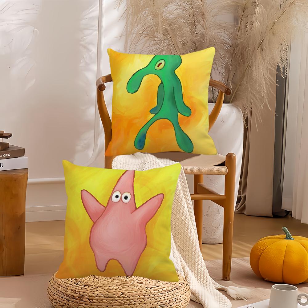 Art Monster Squid S-SquarePants Octopus Brother Pillow Case Home Cushion Cover Suitable For Office Sofa Car Suitable For All