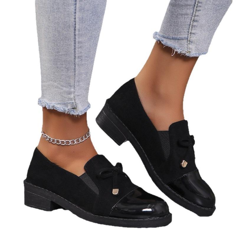 New Casual One-pedal Women's Autumn Bow Thick-heeled Single Shoes