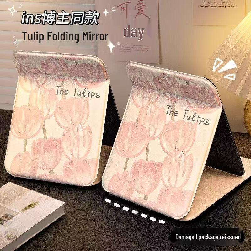 Ultra-Clear Portable Folding Mirror for Desk or Dormitory Use