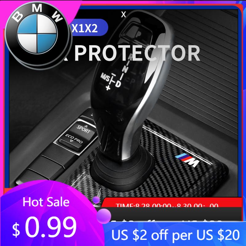BWP1 Car Sticker Hot For BMW For BMW X1 X2 F48 F39 Carbon Black Car Gear Panel Cover Trim Gear Shifter Knob Boot Cover Auto Interior