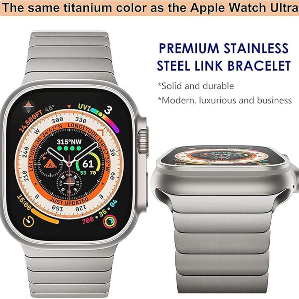 Replacement Band for Apple Watch Ultra 3 2 1 49mm / Series 11 10 46mm / 9 8 7 45mm / SE3 SE2 SE 6 5 4 44mm / 3 2 1 42mm Stainless Steel Watch Strap