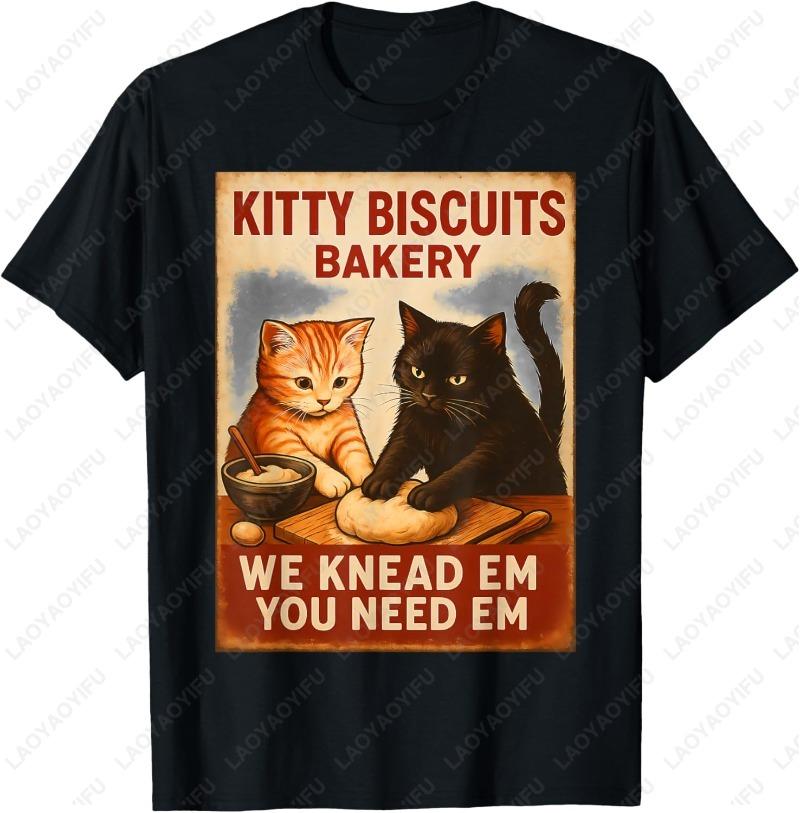 Funny Kitten Bread Unisex Adult Cotton TShirt Cute Orange and Black Cat Creative Trend Graphic Oneck Printed Man Women Tops
