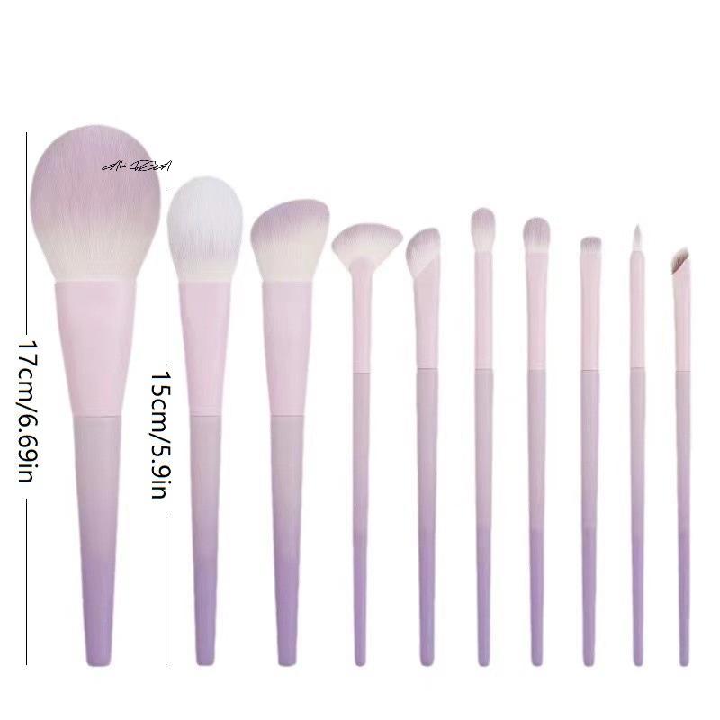 10Pcs Purple Makeup Brush Set Full Set of Beauty Tools Loose Powder Brush Eye Shadow Brush Concealer Brush