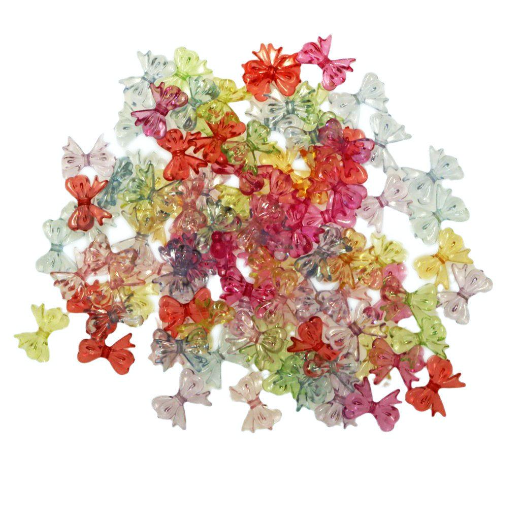 100-Piece Pack: Transparent AB Butterfly Knot DIY Electroplated Iridescent Acrylic Beads 100 pieces per pack смешивание цветов