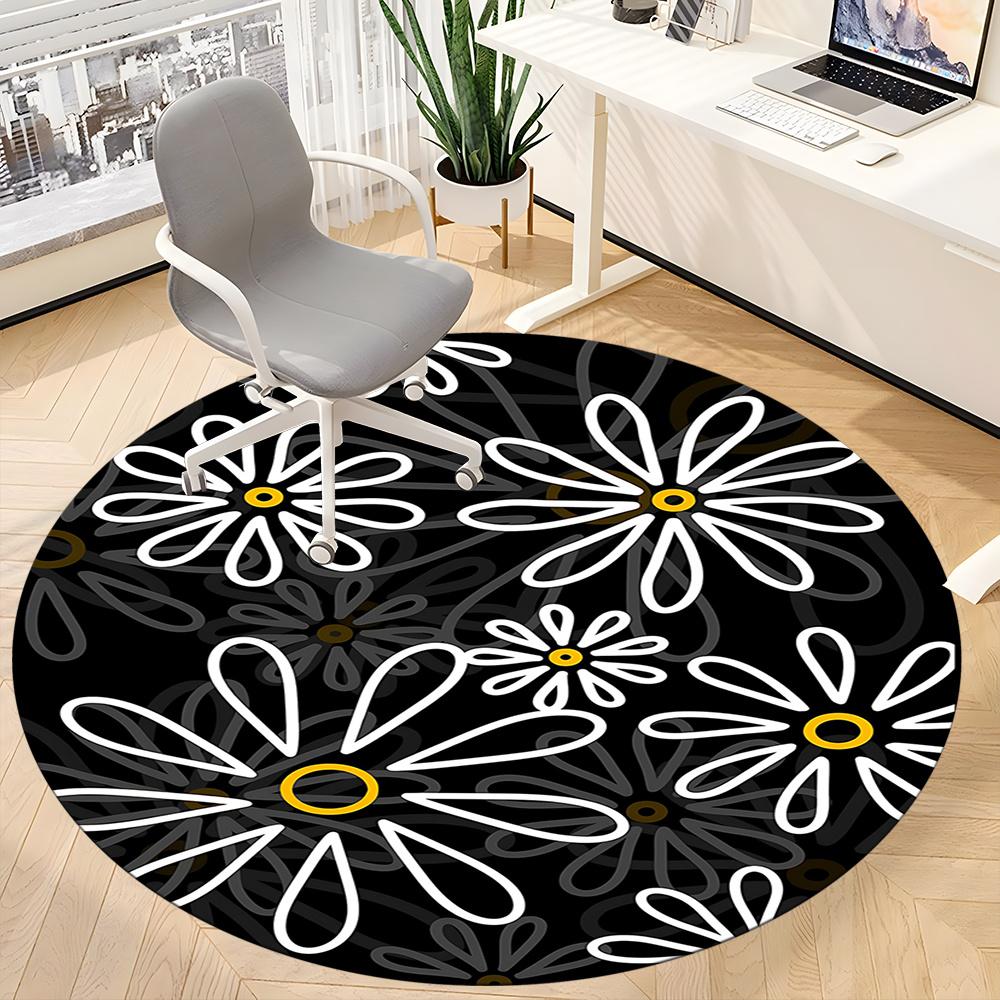 1pc Floral Pattern Office Round Area Rug, Indoor Mat Suitable ForOffice, Under Office Chairs Bedroom Living Room Home Decor, Room Decot154