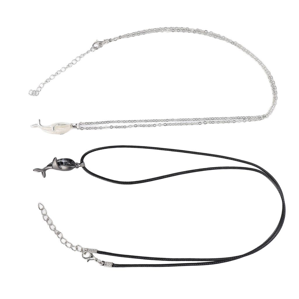 2pcs Collier Couple Alliage Exquis Mignon Pendentif en Forme de Baleine Collier Magnétique Bijou Accessoire Cadeau