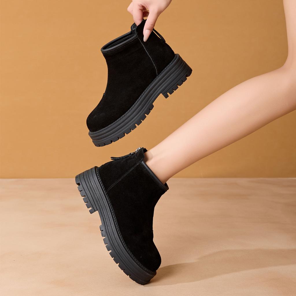 Bottes de Neige à Semelles Épaisses Hiver Chaudes pour Femmes Confort Pelucheux Cheville Tendance Simples Quotidiennes Chaussures pour Femmes Antidérapantes Bottes d'Hiver